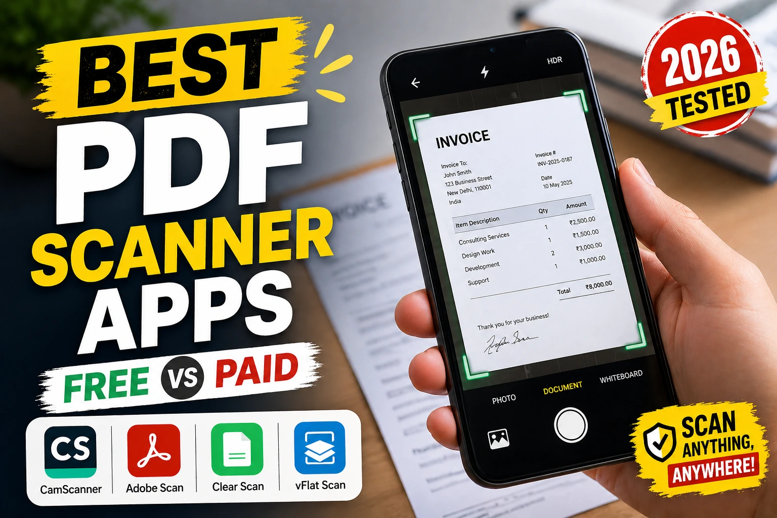 Best Mobile PDF Scanner Apps free vs paid comparison for mobile document scanning