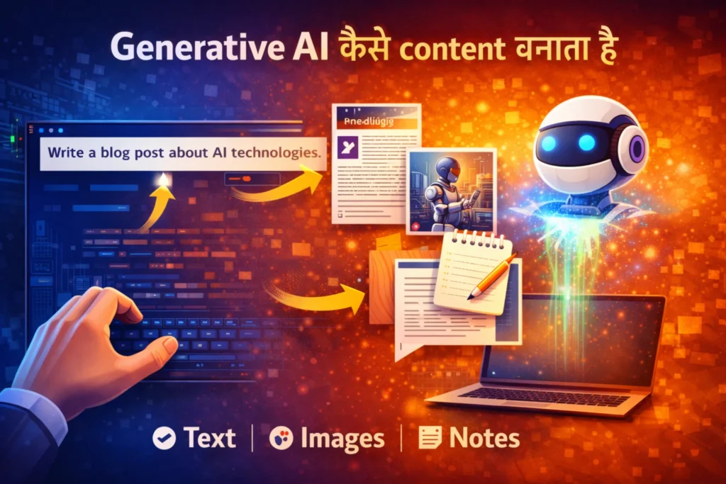Generative AI कैसे content बनाता है – text, images और notes generation