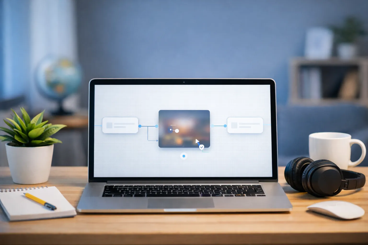 Google Flow AI in Hindi workflow interface on laptop screen