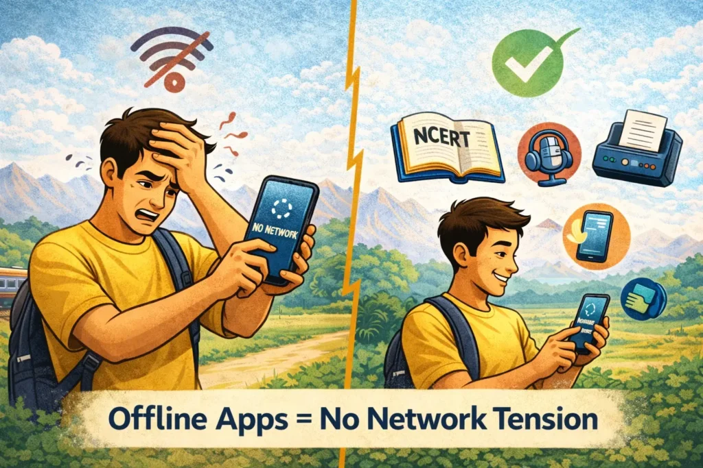 Offline Android apps और online apps का comparison, जहाँ बिना नेटवर्क के भी मोबाइल apps काम करते हैं