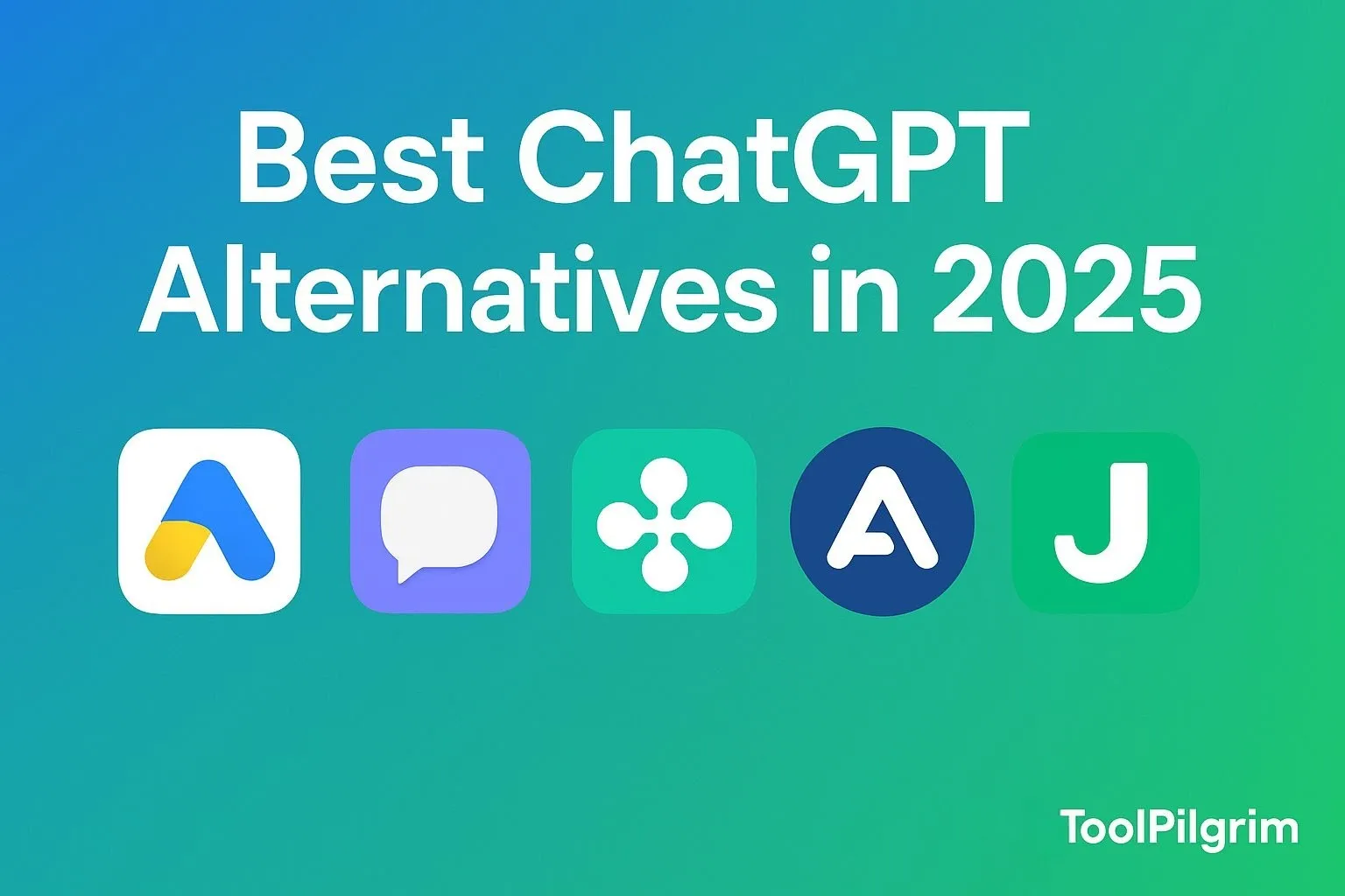 Best ChatGPT Alternatives in 2025 тАУ Google Gemini, Claude AI, Jasper, Perplexity AI logos