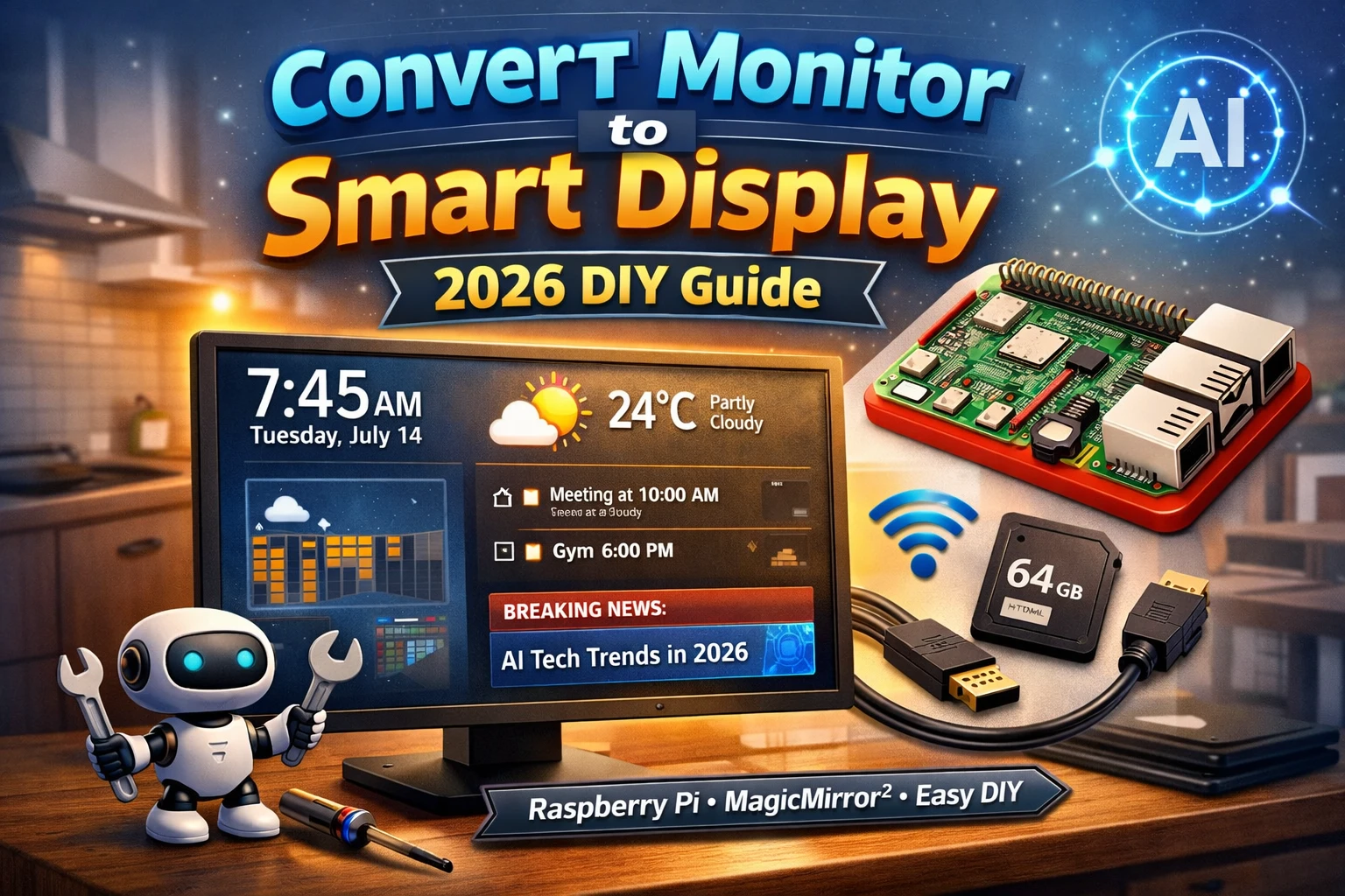 convert monitor to smart display diy project using raspberry pi smart dashboard setup