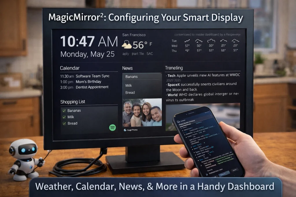 MagicMirror dashboard example after convert monitor to smart display project