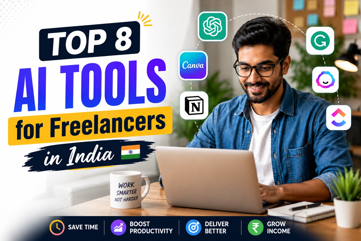 Top 8 AI Tools for Freelancers in India – फ्रीलांसर्स के लिए उपयोगी आर्टिफिशियल इंटेलिजेंस टूल्स