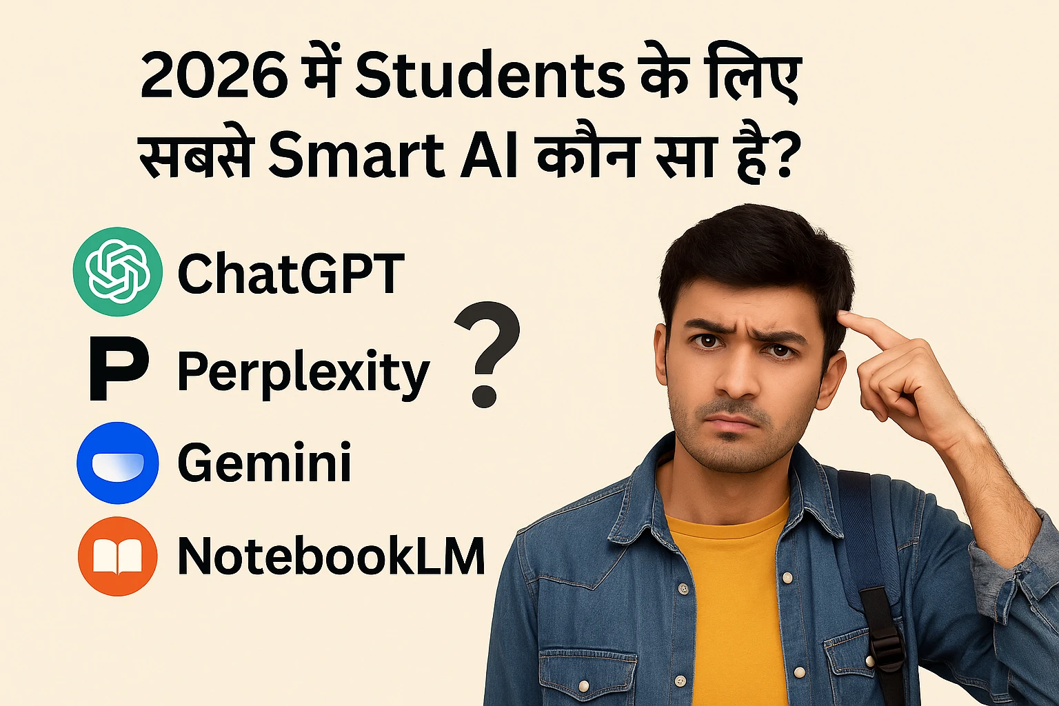 2026 me students ke liye ChatGPT vs Perplexity vs Gemini vs NotebookLM comparison
