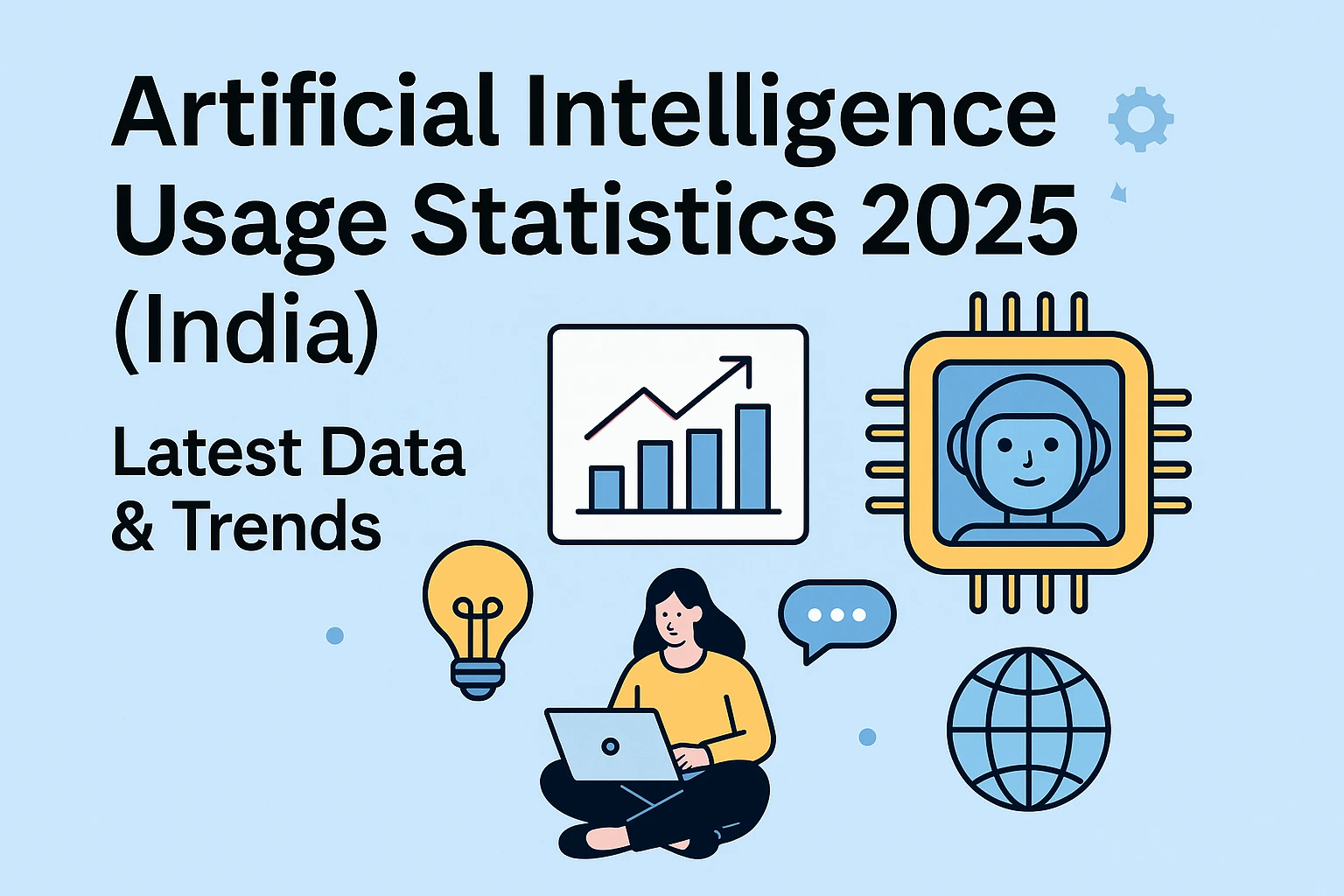 Artificial Intelligence usage statistics 2025 India illustrated with AI robot, charts, and digital elements
