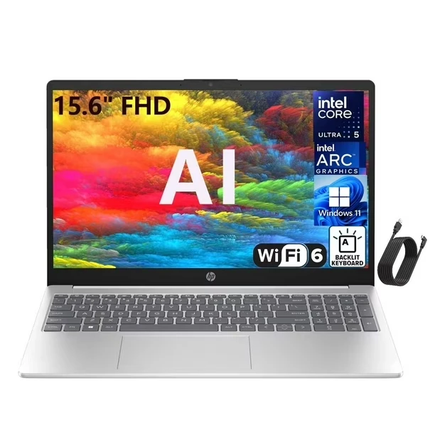 HP 15-fd Core Ultra 5 laptop for students with Entry-level AI NPU – Best Budget AI Laptops for Students