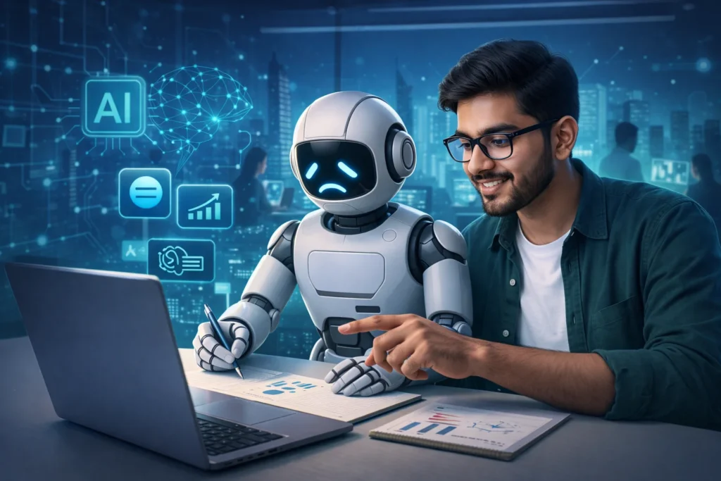 AI jobs future showing human and Artificial Intelligence working together