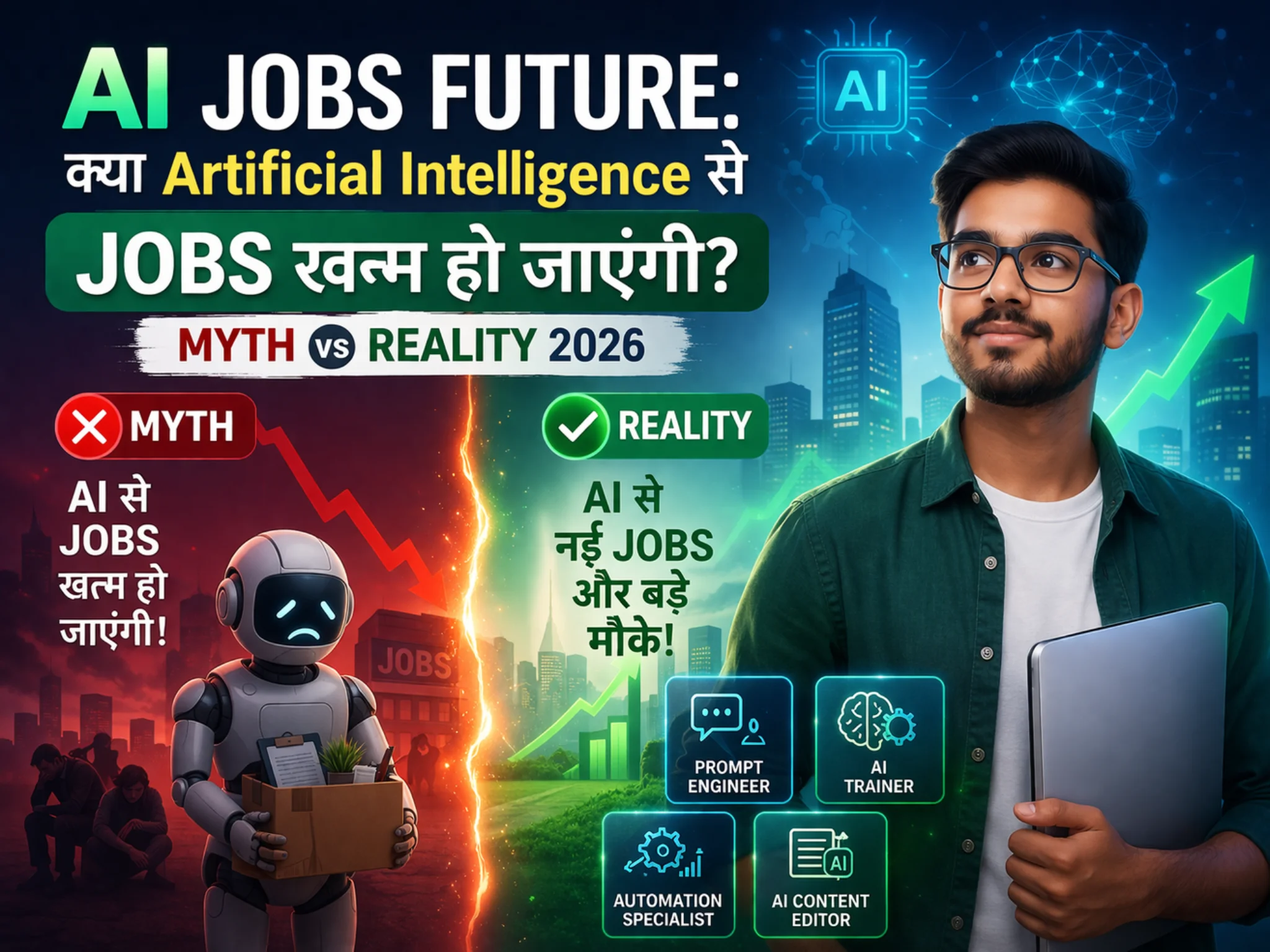 AI Jobs Future: क्या Artificial Intelligence से jobs खत्म हो जाएंगी? Shocking Myth vs Reality (2026)