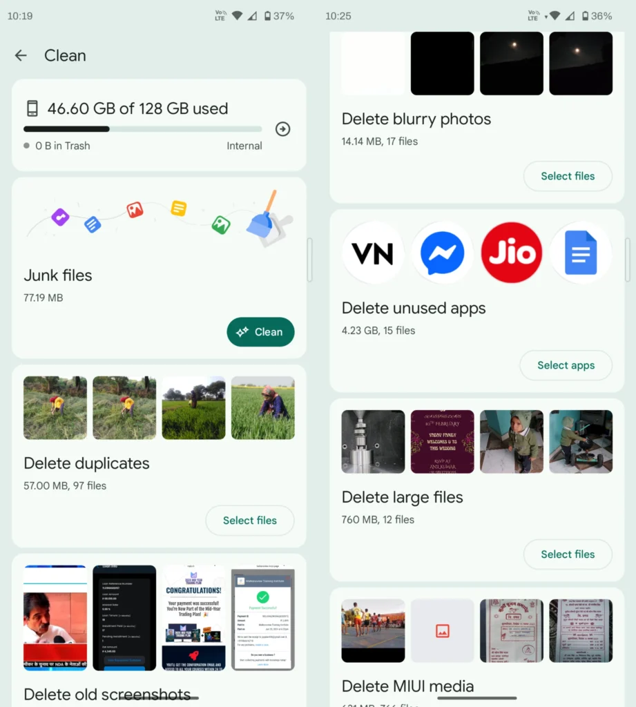 files by google storage cleanup mobile storage full fix