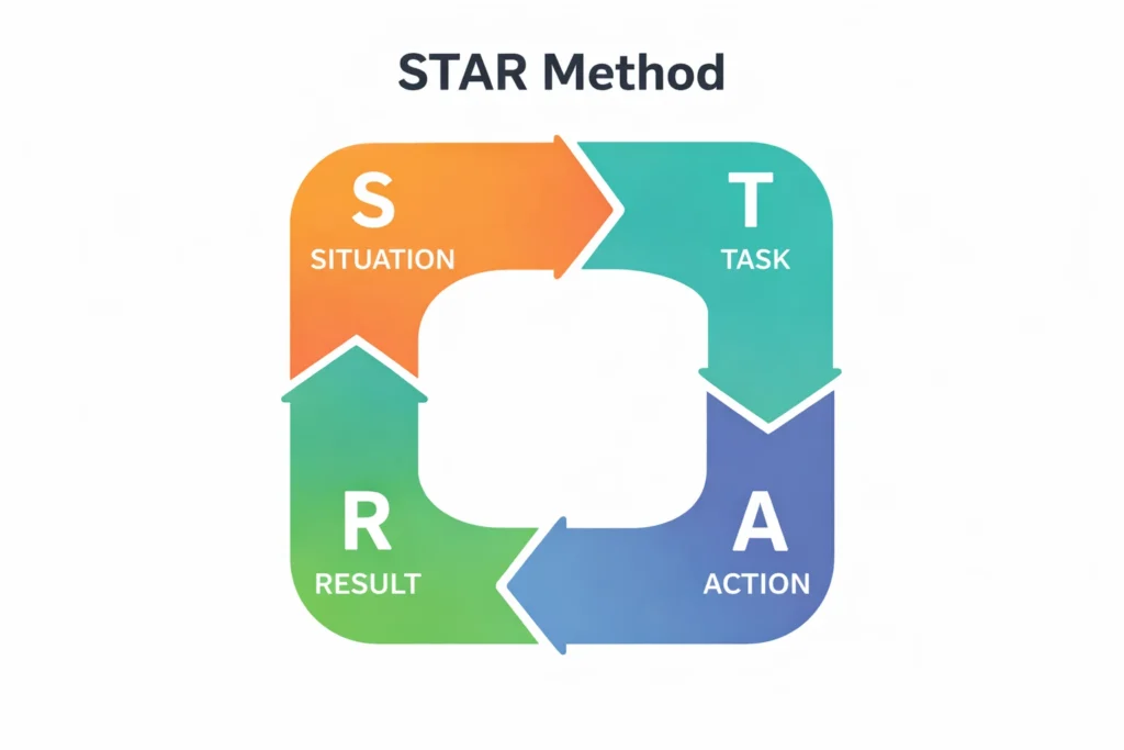 STAR method इंटरव्यू answer देने की तकनीक का diagram