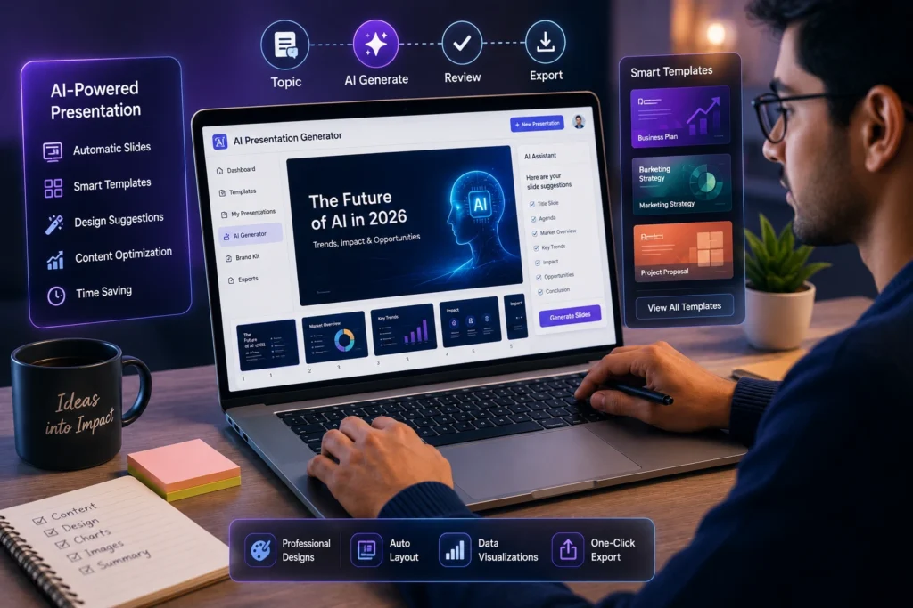 AI presentation generator with automatic slides and smart templates
