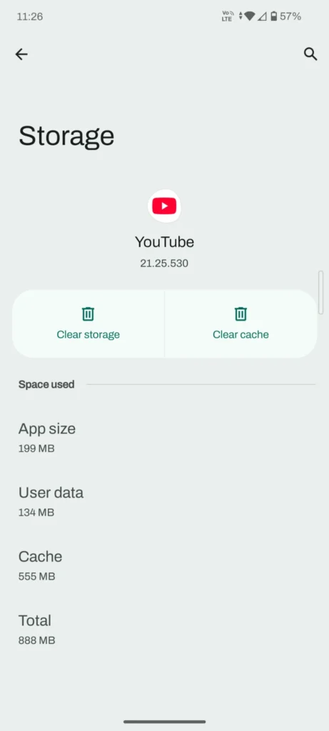 Android me YouTube app ka cache clear karne ki setting