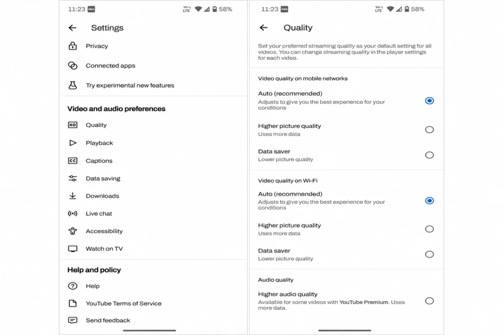 YouTube ऐप में Video Quality सेटिंग बदलने का तरीका और Auto Quality विकल्प