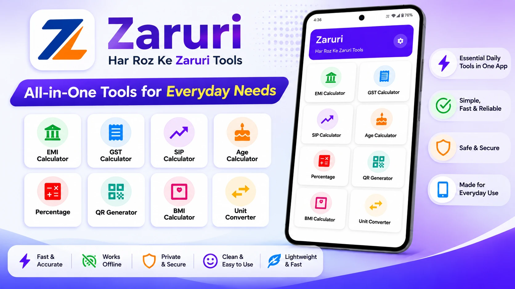 ZARURI App Review: 8 Useful Tools, Mostly Offline और Lightweight Utility App